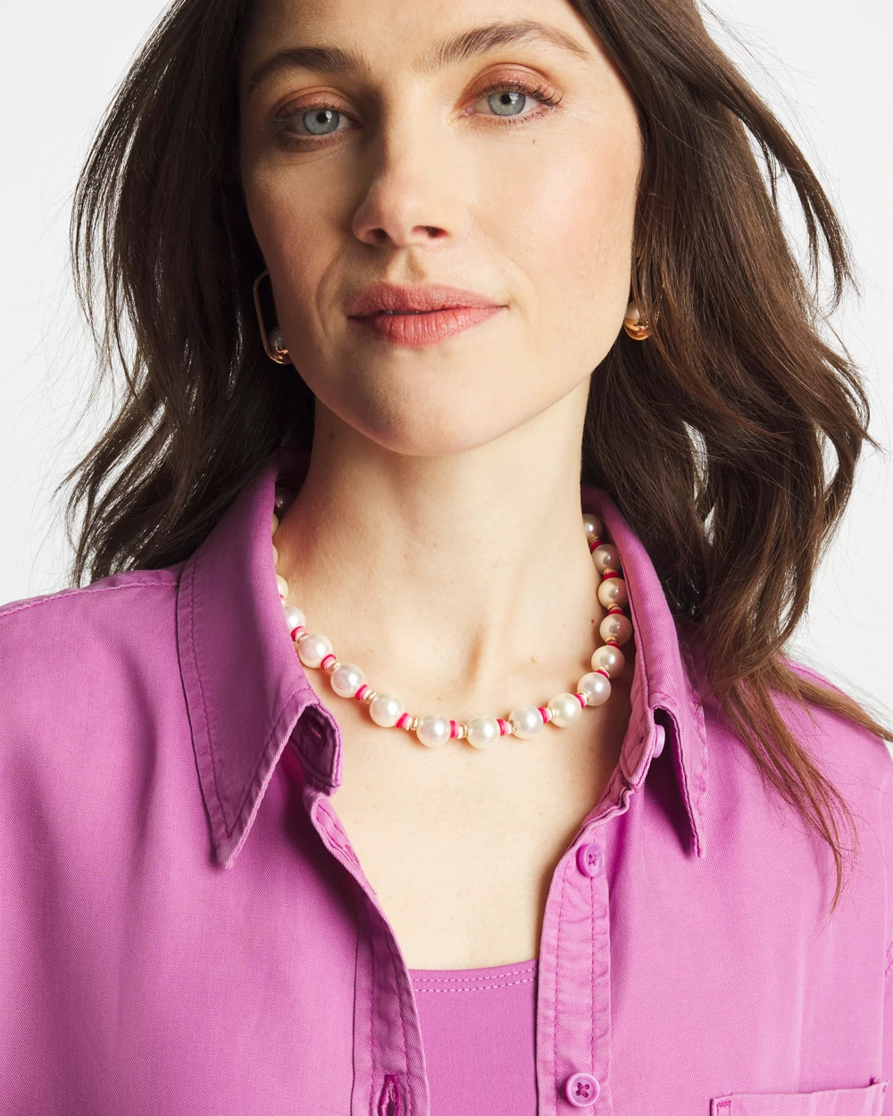 Short Pearl Pink Necklace