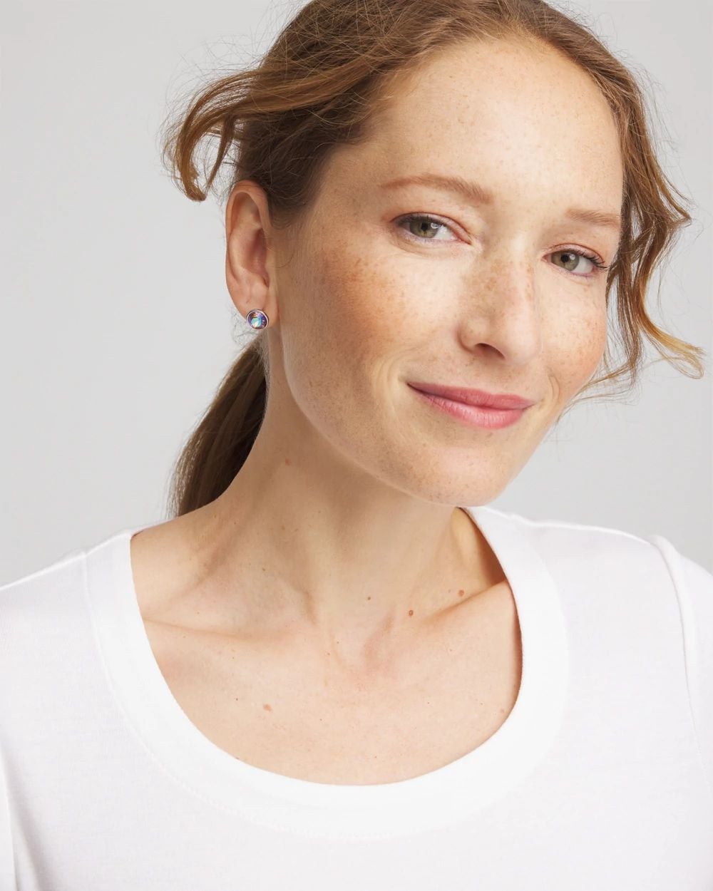 Iridescent Jeweled Stud Earrings click to view larger image.