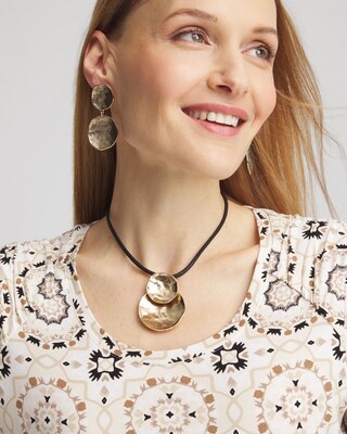 Gold Tone Circles Pendant Necklace click to view larger image.
