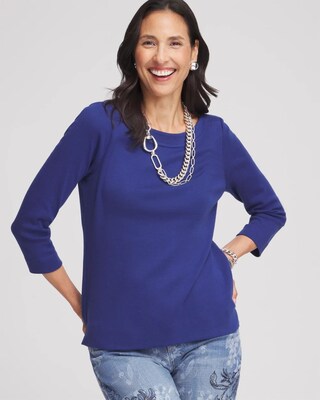 3/4 Sleeve Bateau Neck Tee