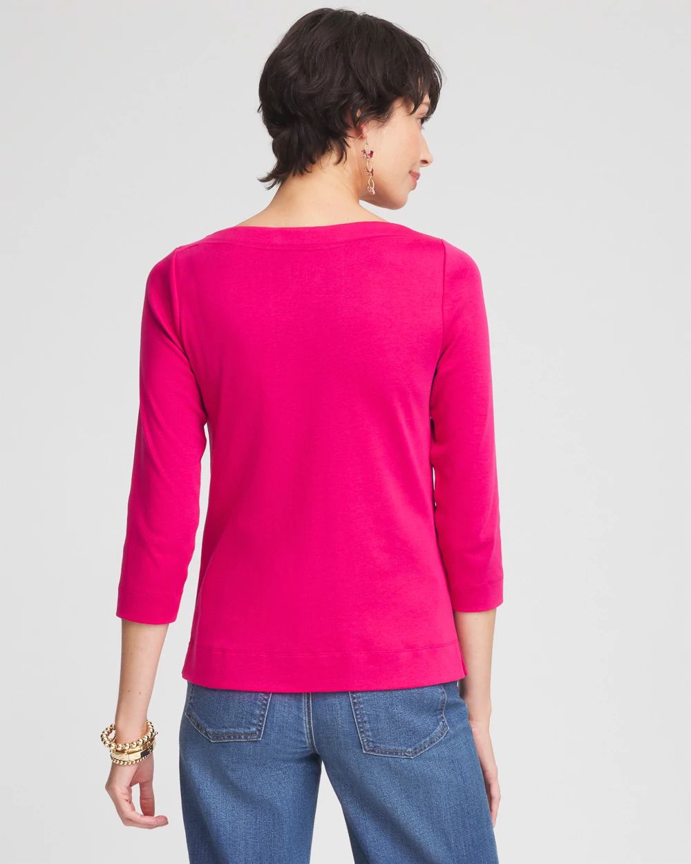 3/4 Sleeve Bateau Neck Tee click to view larger image.