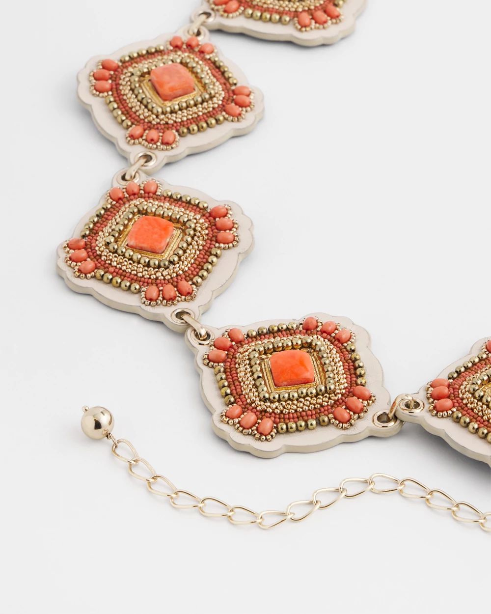 Gold-Tone Red Medallion Chain Belt click to view larger image.