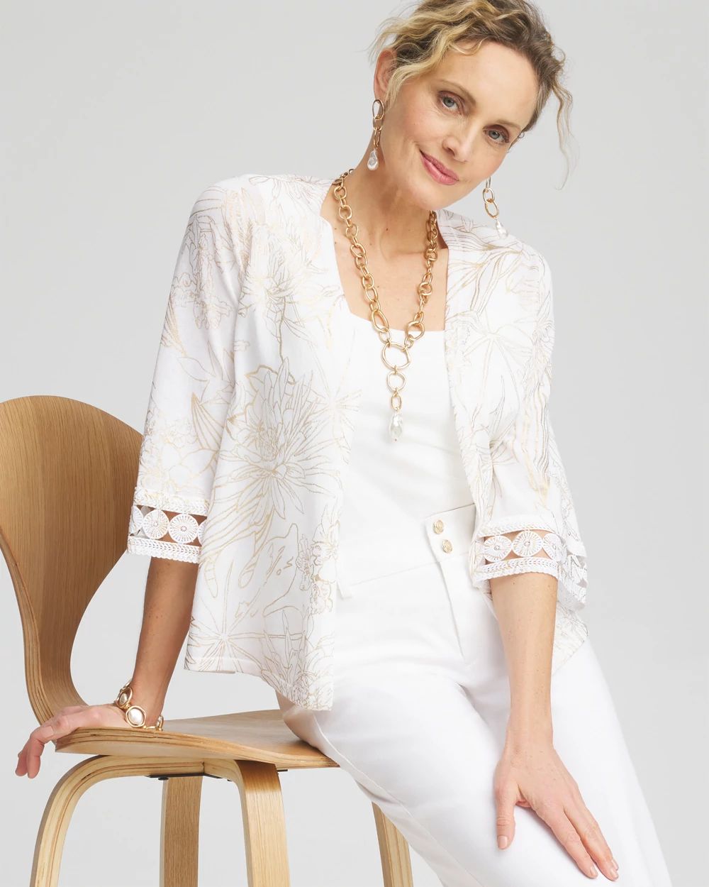 Summer Romance Foil Print Cardigan click to view larger image.