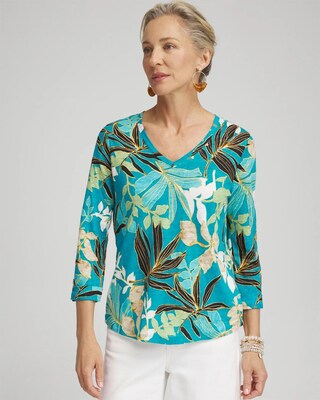 Linen Cool Palms 3/4 Sleeve Tee
