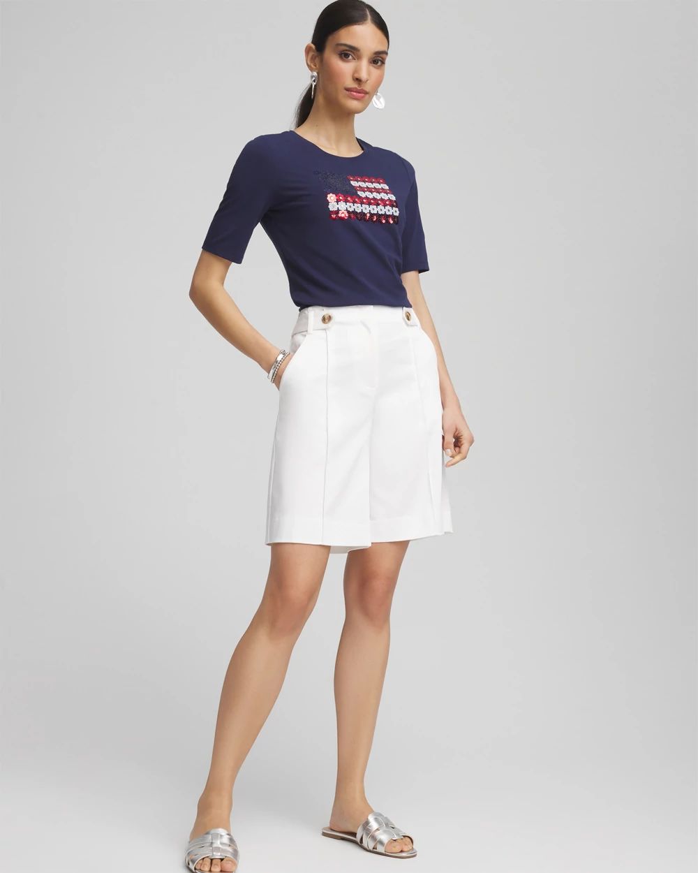 Flag Embellished Knit Tee