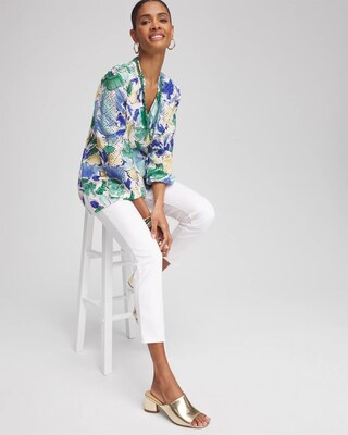 Poplin Deep V-Neck Tunic click to view larger image.