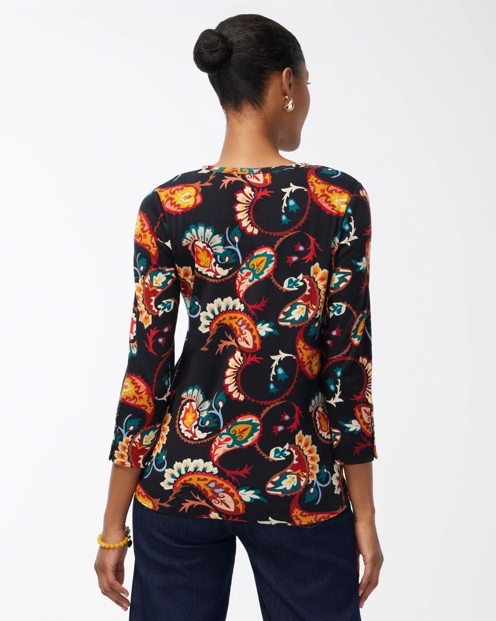 Pima Paisley 3/4 Sleeve Everyday Tee