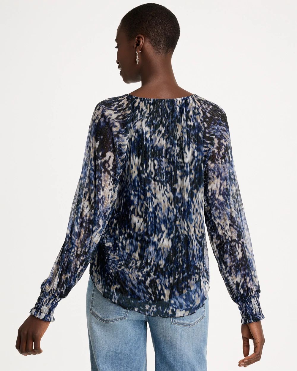 Printed Metallic Bodre Crinkle Mesh Top click to view larger image.