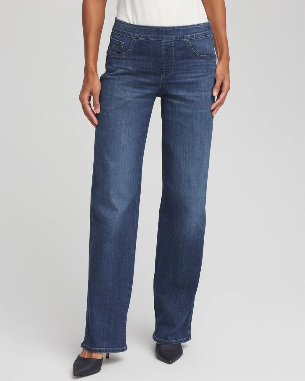 Petite Pull-On Wide-Leg Jeans