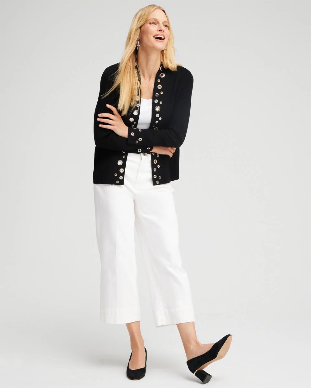 Mixed Metal Grommet Cardigan