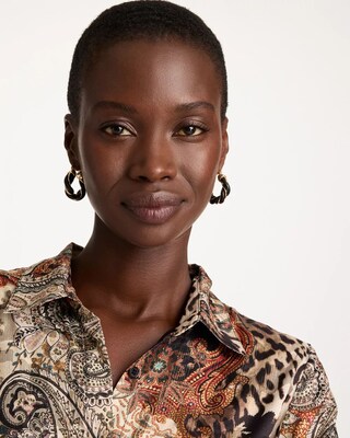 Black Gold Twist Hoop Earrings click to view larger image.