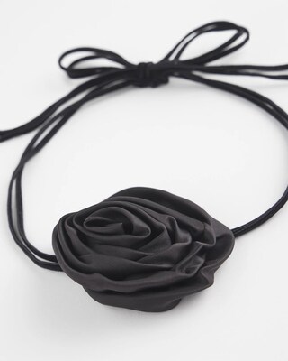 Black Flower Tie Choker Necklace