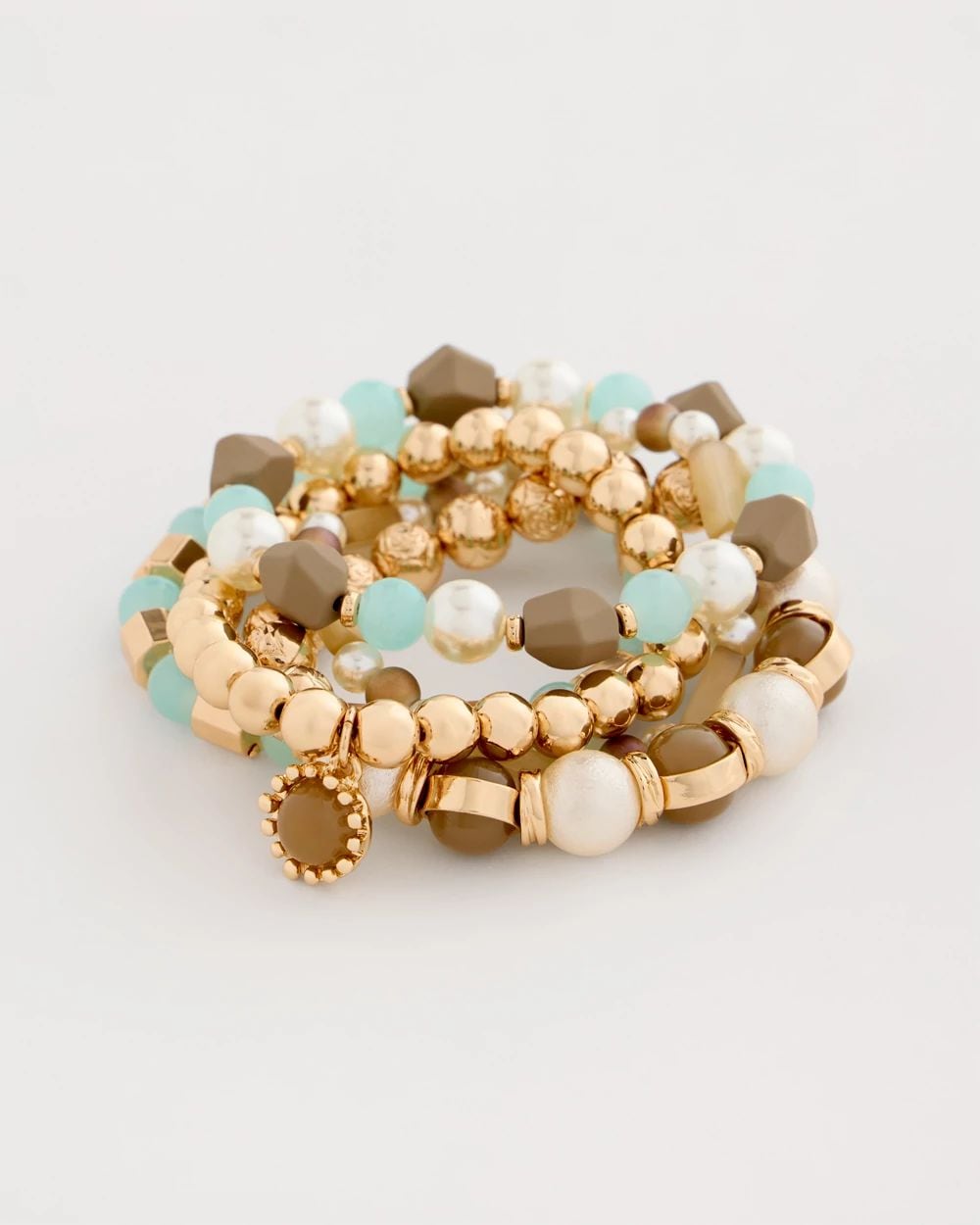 Aqua Stretch Set of Five Beaded Bracelets