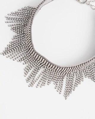 Silver Tone Fringe Collar Necklace click to view larger image.