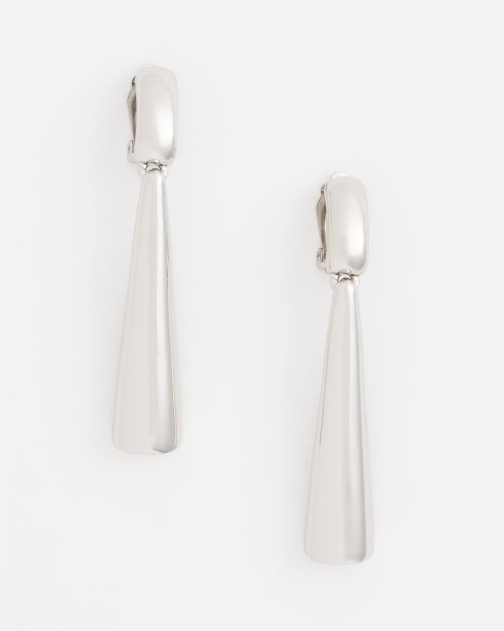 No Droop® Silver Tone Linear Clip-On Earrings