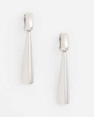 No Droop® Silver Tone Linear Clip-On Earrings