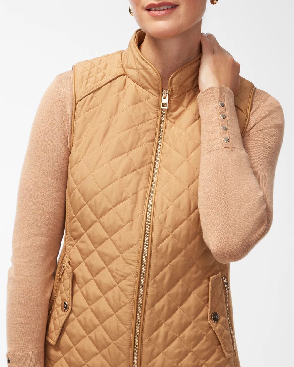 Rib Trim Quilted Vest