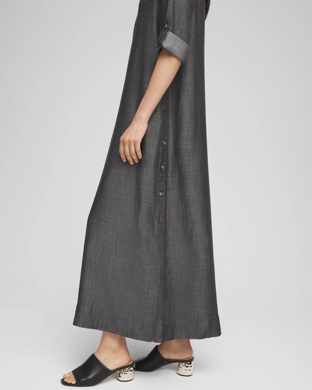 Button Detail Chambray Dress