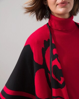 Rose Jacquard Sweater Ruana Wrap