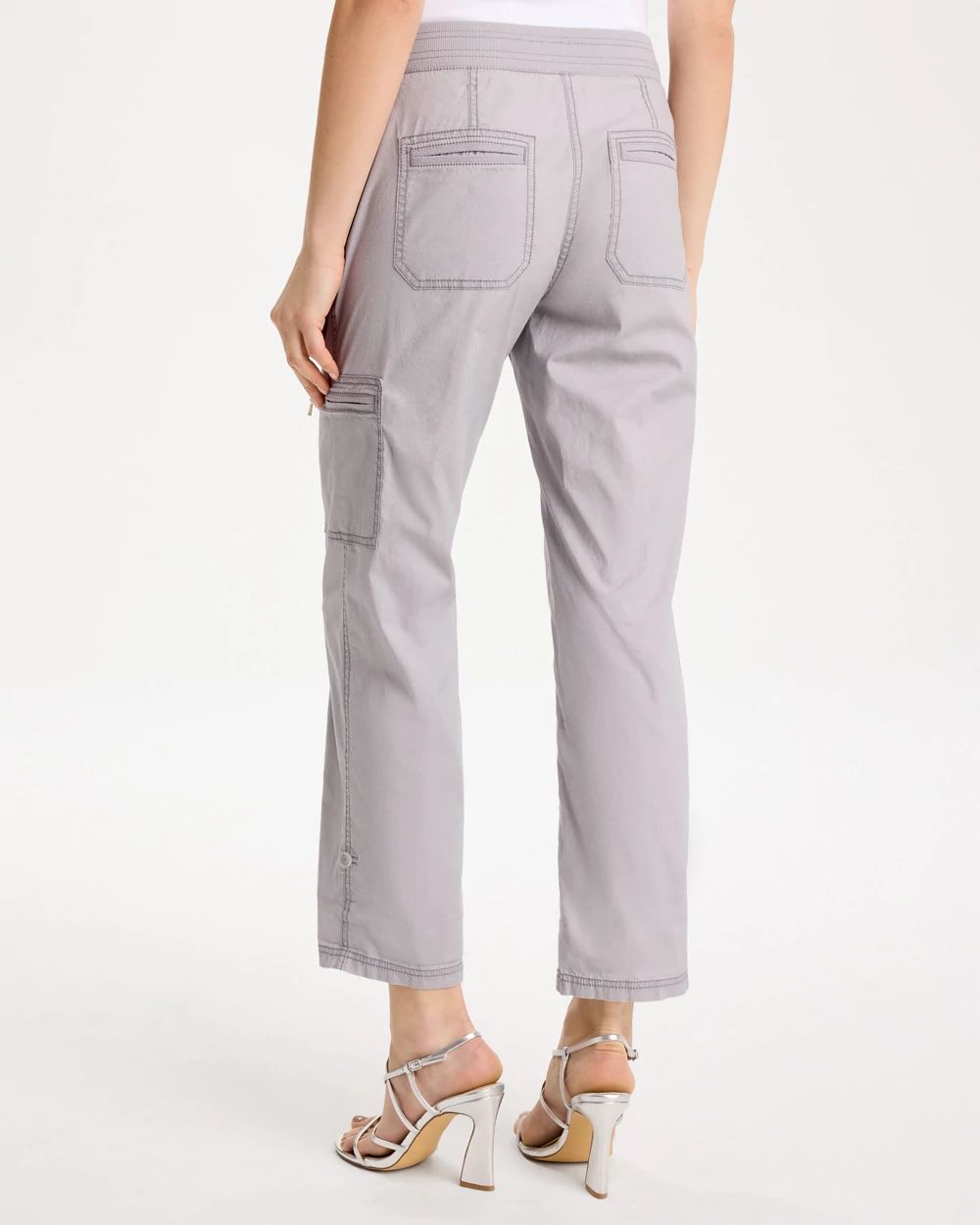 Poplin Cropped Roll Tab Pants