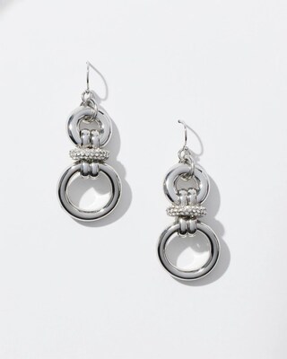 Silver Tone Links Drop Earrings
