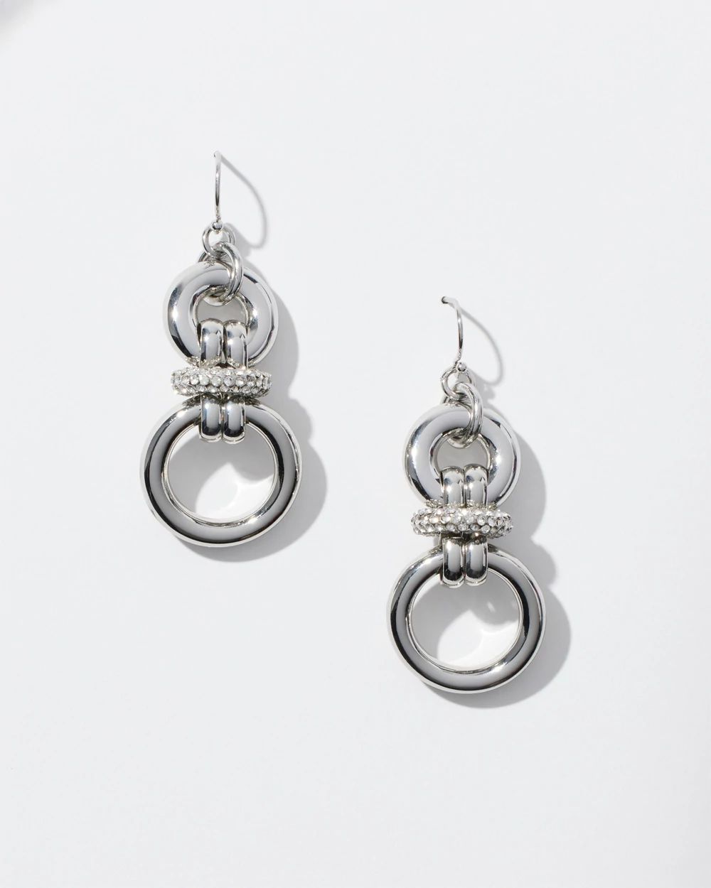 Silver Tone Links Drop Earrings