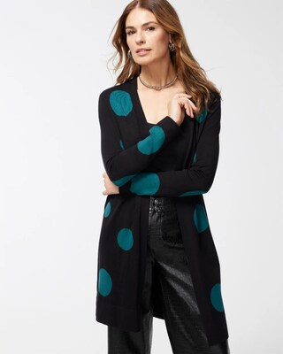 Spun Rayon Polka Dot Midi Cardigan