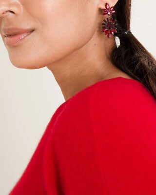 Red Rhinestone Earring Set