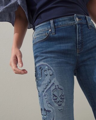 Girlfriend Laser Ikat Ankle Jeans