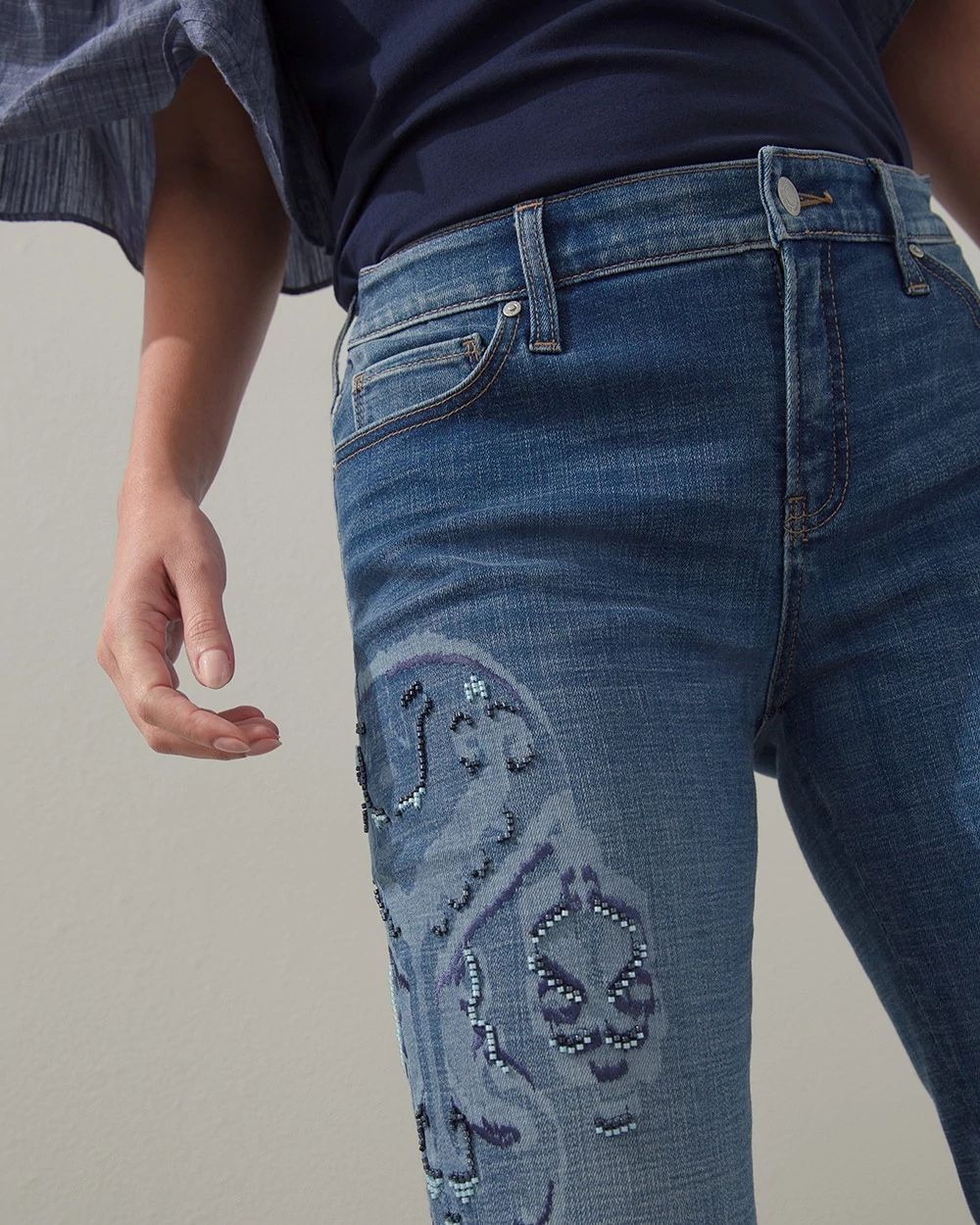 Girlfriend Laser Ikat Ankle Jeans