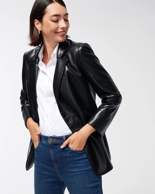 Faux Leather Blazer