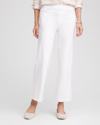 No Stain Pull-On Straight Cropped Jeans