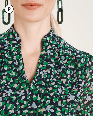 Petite Abstract Dot-Print Blouse