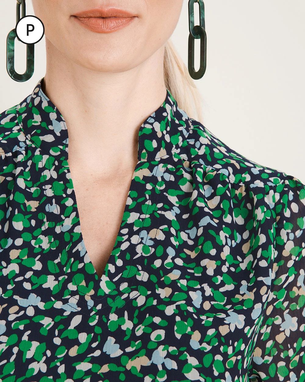 Petite Abstract Dot-Print Blouse