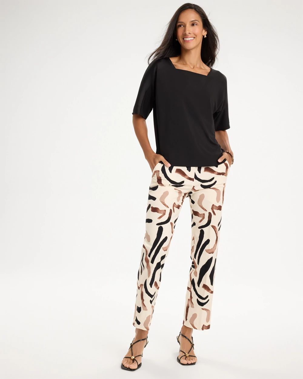 Jersey Satin Trim Elbow Tee click to view larger image.