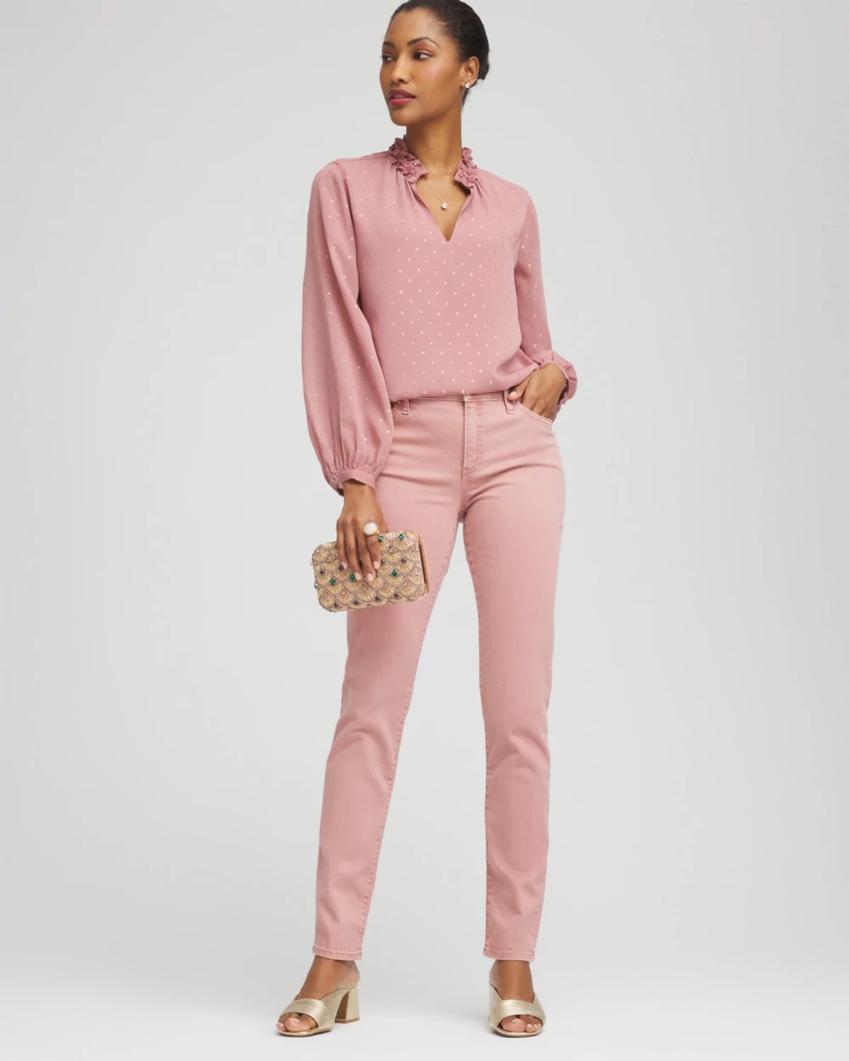 Chico's Girlfriend Slim Ankle Jeans In Dusty Rose In Pink