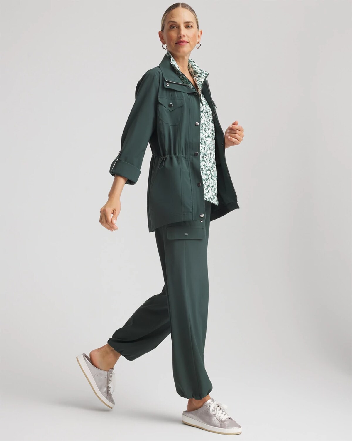 Chico's Ripstop Cargo Ankle Pants In Darkest Spruce In Green