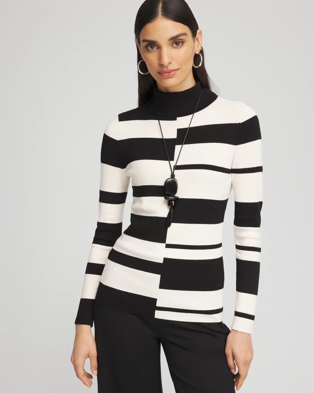 ECOVERO™ Striped Turtleneck Sweater
