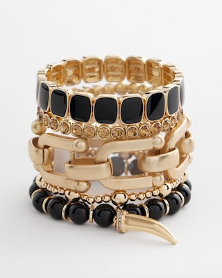 Chico's Originals Black Square Stretch Bracelet click to view larger image.