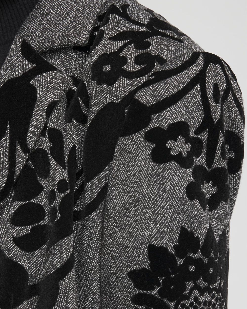 Flocked Floral Knit Blazer