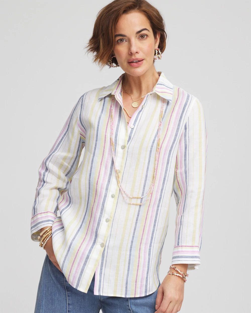 Multi Stripe Linen Top Multi Stripe Linen Top