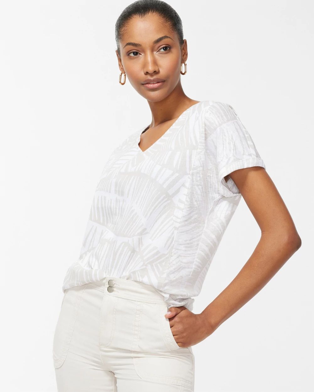 Linen Palms Seamed Tee