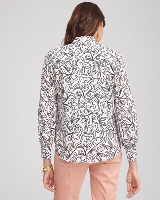 Faux Silk Floral Collared Shirt click to view larger image.
