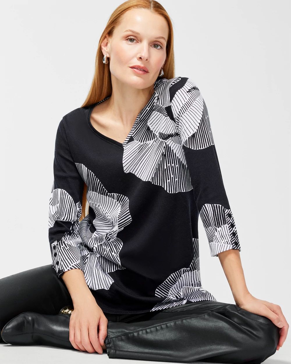 Pima Floral Everyday Button Tunic
