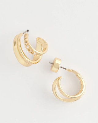 Gold Double Mini Hoop Earrings click to view larger image.