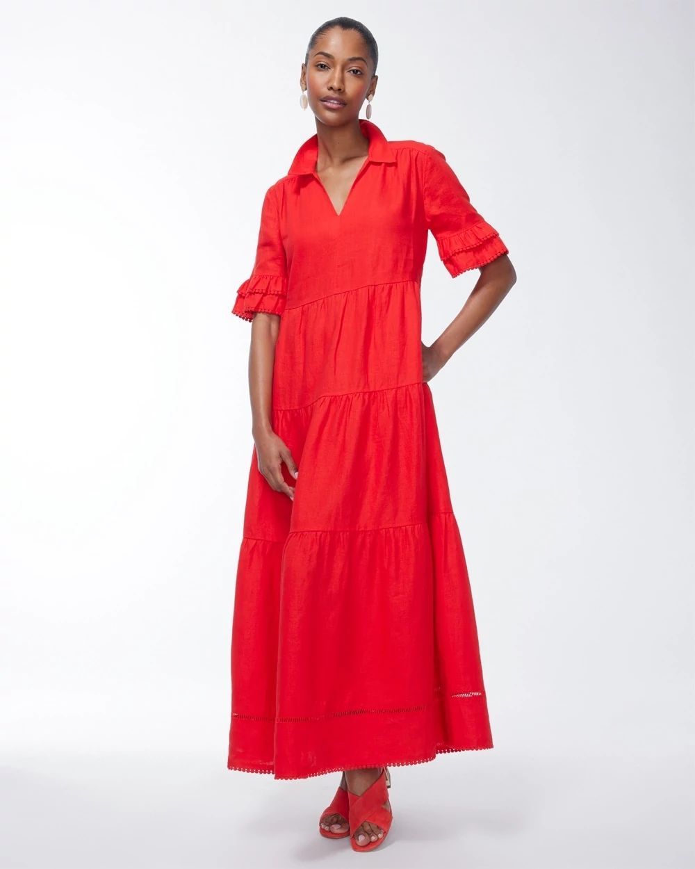 Linen Eyelet Tiered Sundress