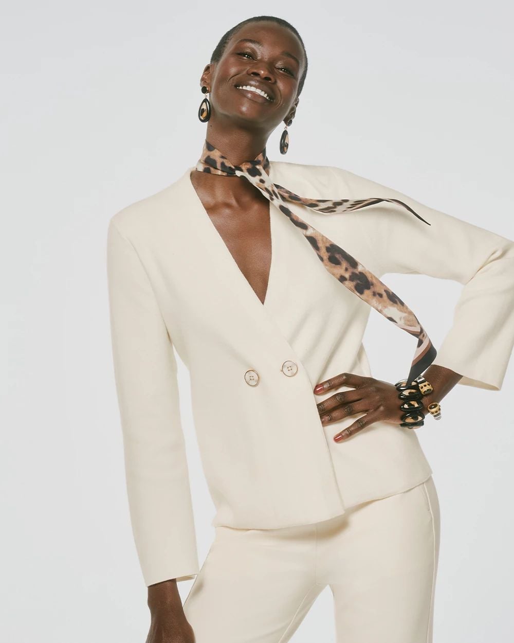 Double Breasted Long-Sleeve Cardigan