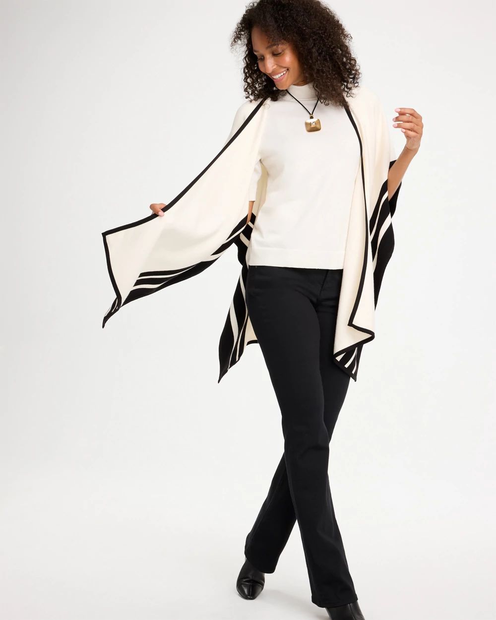 Tipped Double-Knit Ruana click to view larger image.