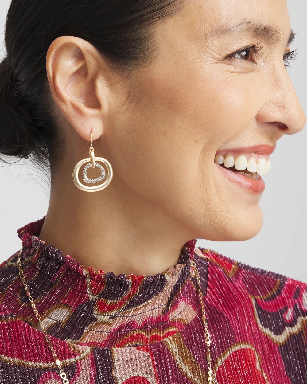 Gold Tone Pavé Drop Earrings