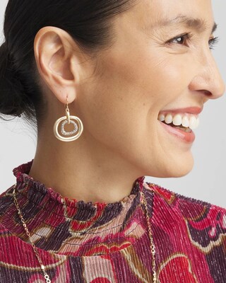 Gold Tone Pavé Drop Earrings